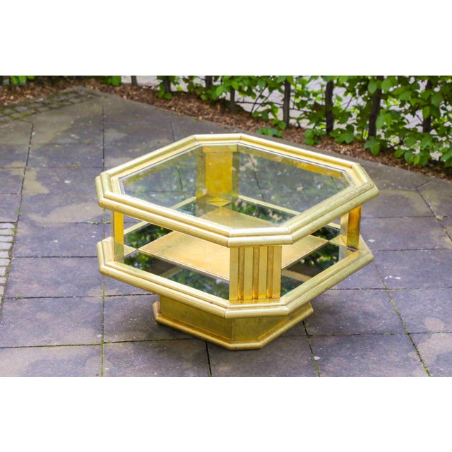 Vintage Octagonal Brass Coffee Table by Rodolfo Dubarry, 1970s, in Very Good conditions. Designed 1970 to 1979 This piece...