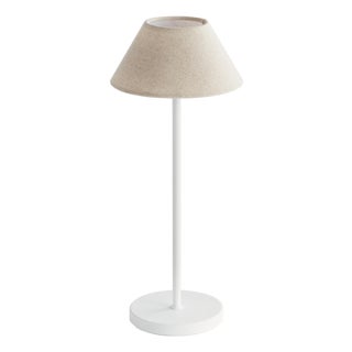 Alluna Cordless Led Lamp 14" - Ecru Linen Shade/White Base For Sale