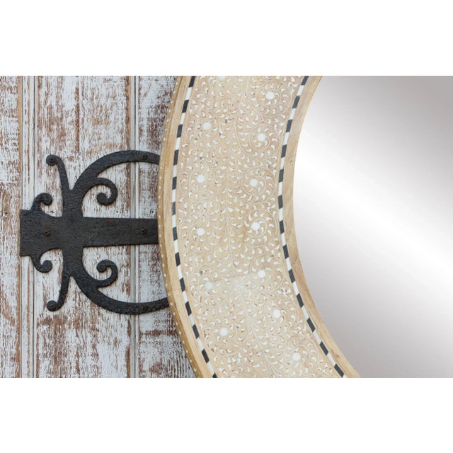Large Bleached Wood Zellige Inlay Mirror For Sale - Image 4 of 10