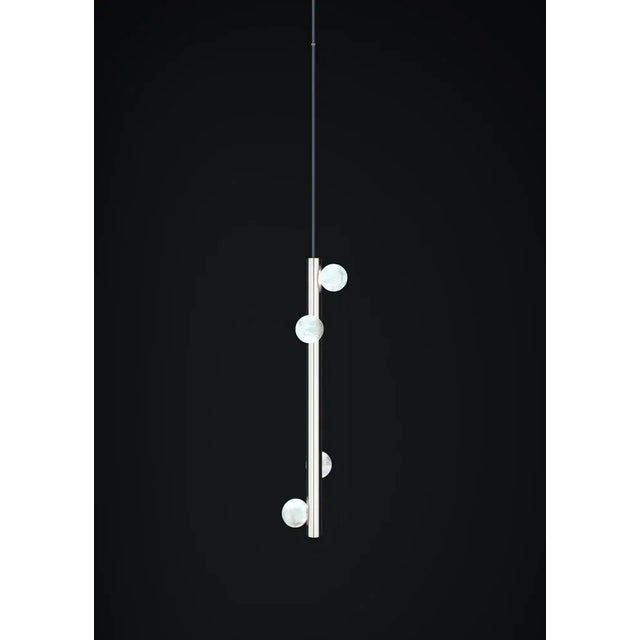 Demetra shiny silver metal pendant lamp 2 by alabastro italiano dimensions: d 12 x w 12 x h 60 cm. Materials: white...