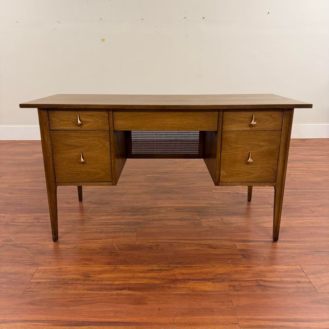 Mid-Century Modern Broyhill Brasilia Mid-Century Walnut Desk For Sale - Image 3 of 17
