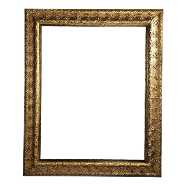 Vintage Brazilian Gilt Carved Wood Frame – Regency Gold Ornate 38.5-Inch For Sale
