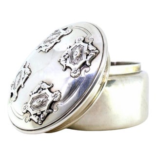 Circular Silver Box with Reliefs For Sale