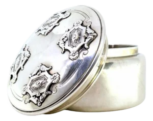 Circular Silver Box with Reliefs