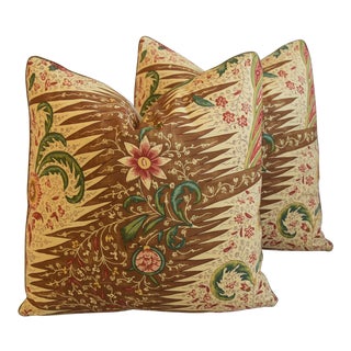 French Pierre Frey La Riviere Feather/Down Pillows 21" Square - Pair For Sale