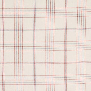 Schumacher Nils Plaid Linen Fabric in Red For Sale