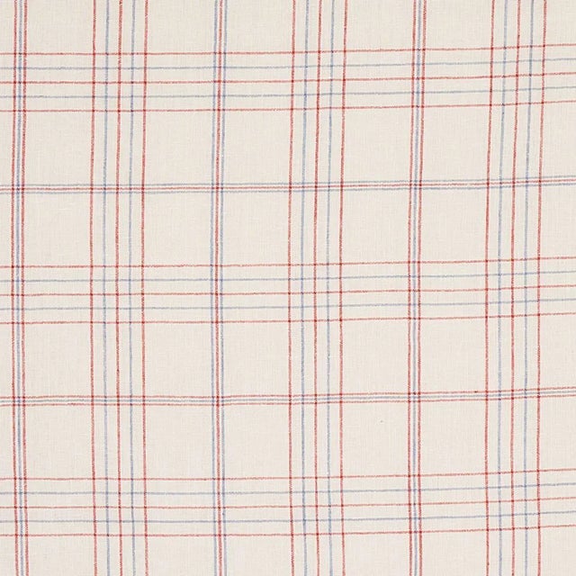 Schumacher Nils Plaid Linen Fabric in Red For Sale