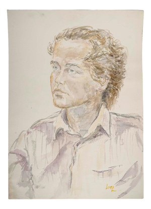 Evelyne Luez, Portrait of a Man, 20th Century, Watercolour
