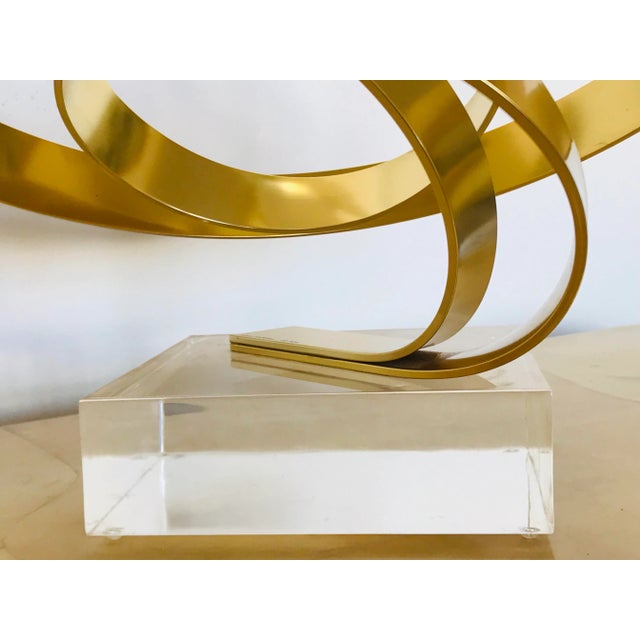 Dan Murphy Dan Murphy (B.1942 Chicago) Gold Toned Ribbon Sculpture Dated 1986 For Sale - Image 4 of 13