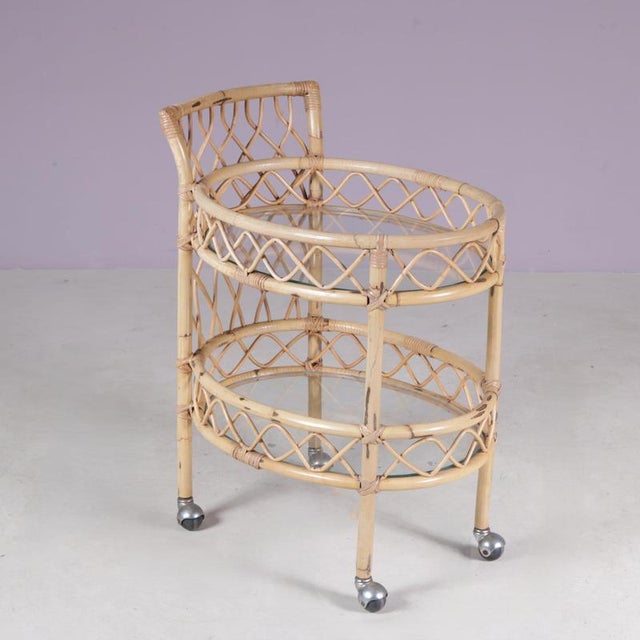 Bamboo Trolley with Glass Tops, Italy, 1950s For Sale - Image 12 of 13