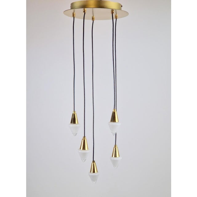 Glass and Brass Cascade Pendant Lamp by Schmidt Leuchten, 1970s For Sale - Image 6 of 14