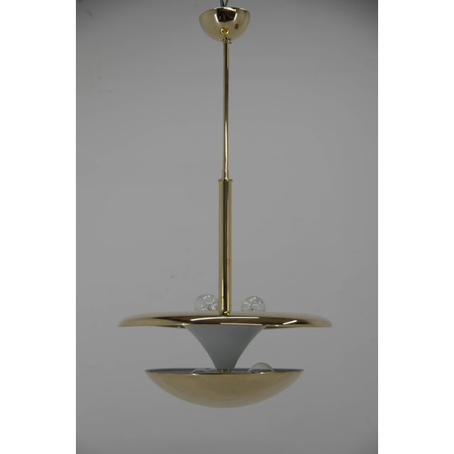 Brass Bauhaus Chandelier attributed to Franta Anyz, 1920s For Sale - Image 6 of 15