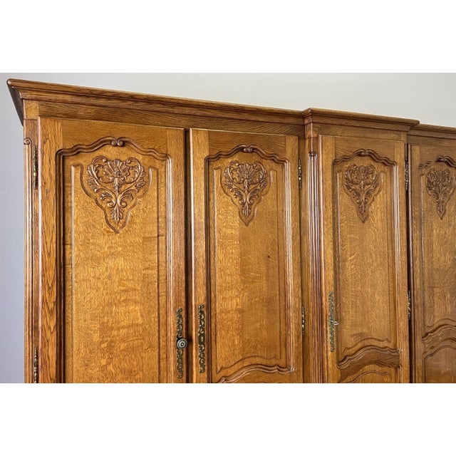 Brown Vintage French Louis XVI Style Wardrobe in Oak For Sale - Image 8 of 14