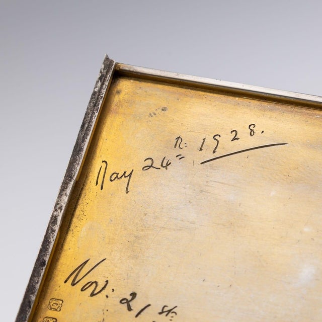 20th Century English Silver & 9k Gold Cigar Case from Cartier of New Bond St, 1929 For Sale - Image 11 of 18