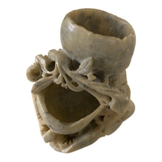 Vintage Carved Soapstone Double Vase For Sale