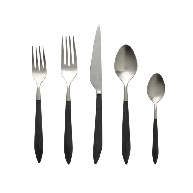 Metal VIETRI Ares Argento & Black Five-Piece Place Setting For Sale - Image 7 of 7