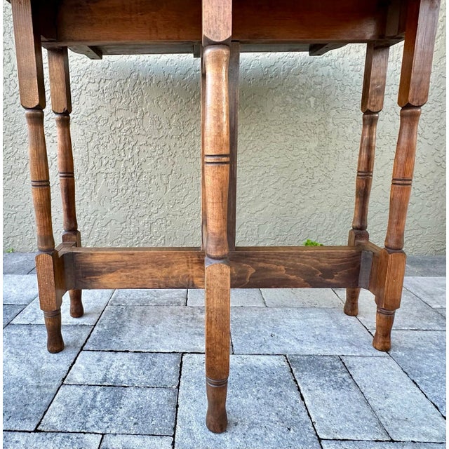 Vintage Mid 20th Century Wood Gate Leg Drop Leaf Table For Sale - Image 10 of 12