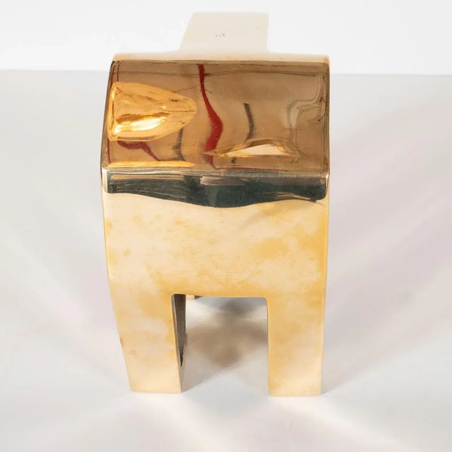 Metal 2000s Modernist Solid Brass Bear Sculpture For Sale - Image 7 of 9