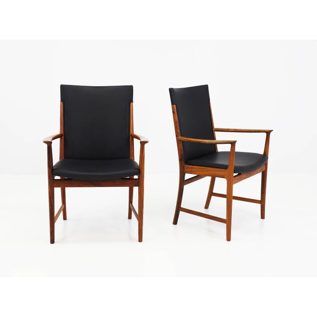 High-Back Armchairs in Rosewood and Leather by Kai Lyngfeldt-Larsen, Denmark, 1960s, Set of 2 For Sale - Image 14 of 14