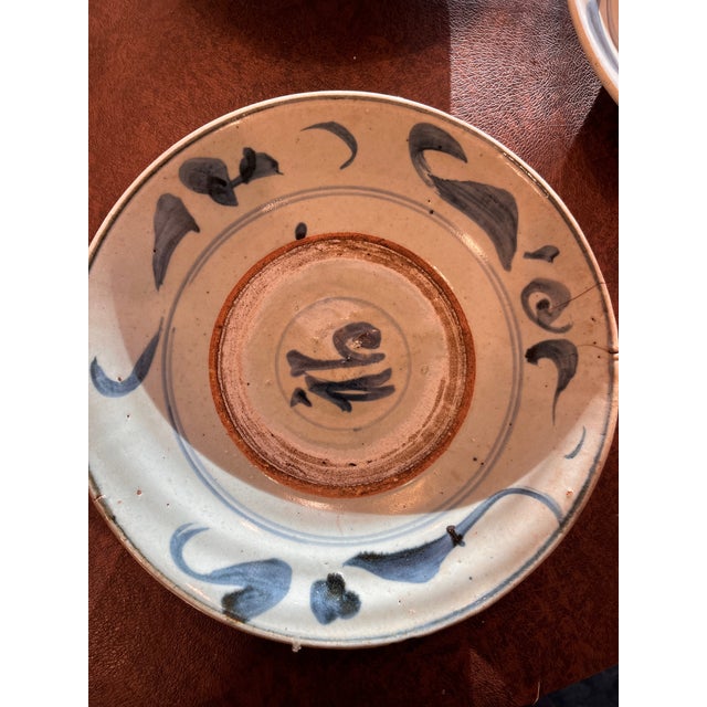 Antique 16th C Chinese Export Blue White Fu Character Stoneware Dishes - Set of 3 For Sale - Image 10 of 10