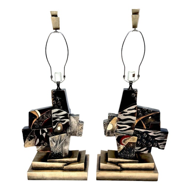 Pair of Modern Surrealistic Sculptural Lamps by Leeazanne for Lam Lee Group For Sale