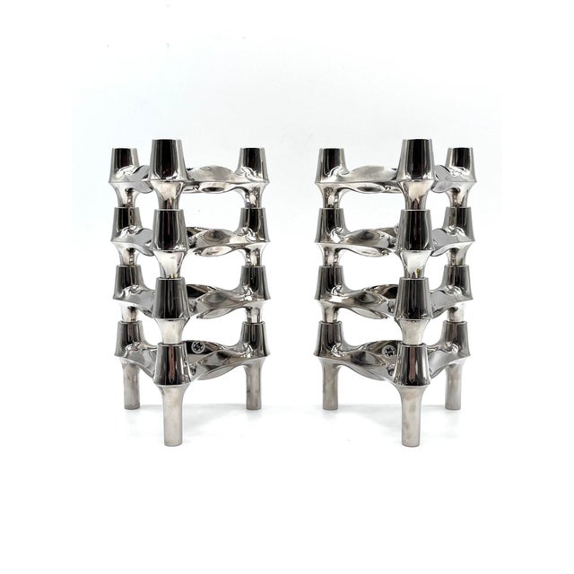Mid-Century Modern Modular Candleholders in Chrome-Plated Metal, Germany, 1960s, Set of 8 For Sale - Image 3 of 14