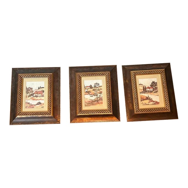 Set of 3 Pastoral Watercolors For Sale