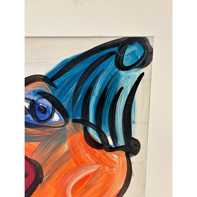 Paint 1980s Original Abstract Smoking Clown Painting Signed by Artist Peter Keil For Sale - Image 7 of 9