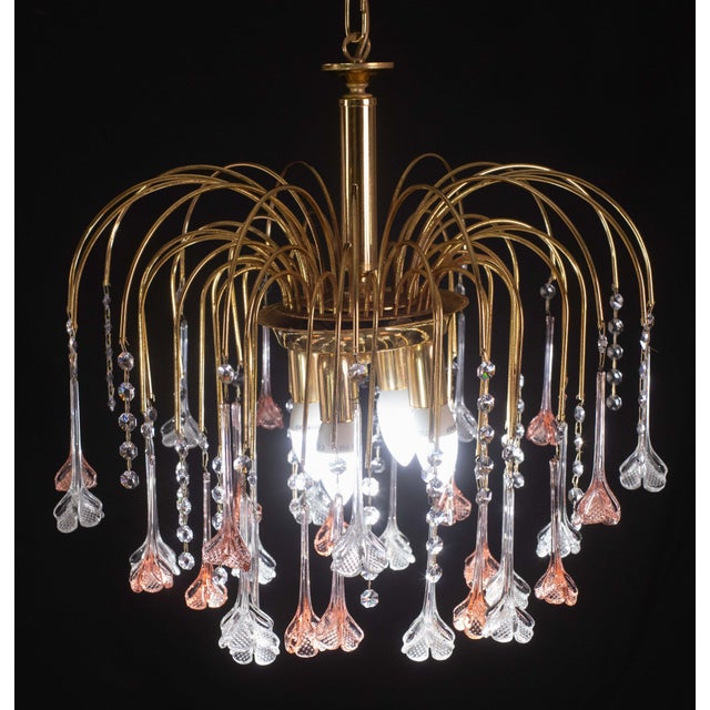 1970s Brigitte Bardot, Pink and Transparent Murano Glass Flowers Chandelier, 1970s For Sale - Image 5 of 12