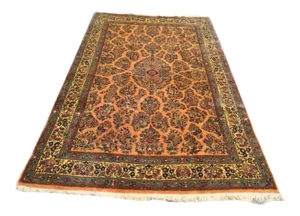 19th Century Antique Sarouk Rug - 6′6″ × 10′6″