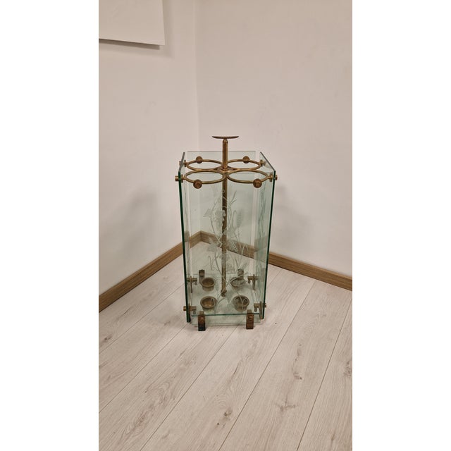 Umbrella Stand in Brass and Engraved Glass from Fontana Arte, 1950s For Sale - Image 16 of 16