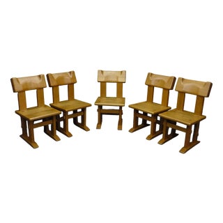 Oak Dining Chairs, 1980s Set of 5 For Sale