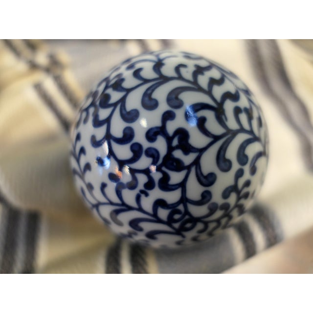 Blue and White Decorative Ceramic Balls, 1970, Set of 10 For Sale - Image 6 of 8