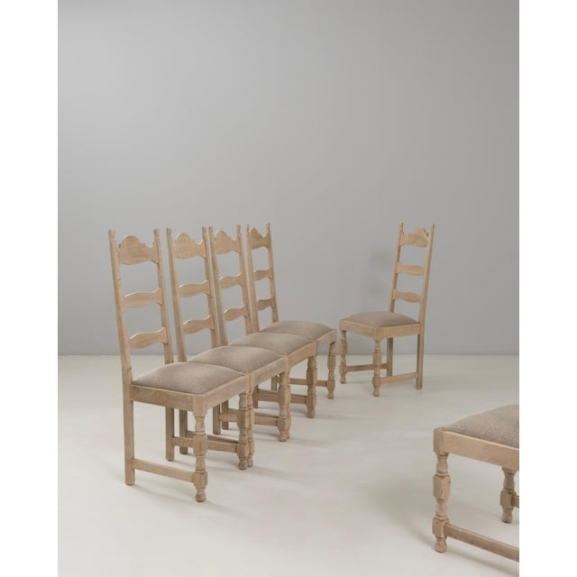 1970s Belgian Oak Dining Chairs With Upholstered Seats - Set of 6 For Sale - Image 18 of 18