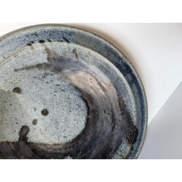 1980s 1980’s Mid-Century Modern Signed Studio Pottery Glazed Ceramic Charger Plate For Sale - Image 5 of 12