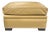 Custom Camel Leather Ottoman With Dark Wood Block Feet by Danny Cannon Custom Upholstery For Sale