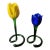 Vintage MCM Murano Style HandBlown Yellow &Colbalt Blue Tulips Figurine-Set of 2 For Sale