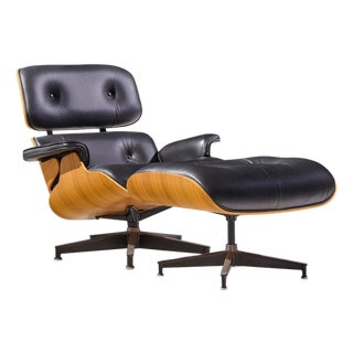 Charles & Ray Eames for Herman Miller Eames Mid Century Walnut Lounge Chair and Ottoman For Sale