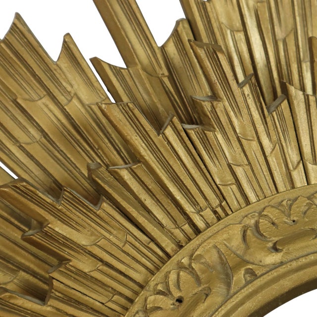 Gold Sun Mirror Two Levels Convex Mirror Sunburst, 1960s For Sale - Image 11 of 15