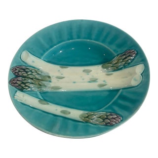 Late 19th Century French Majolica Asparagus Plate by Luneville For Sale