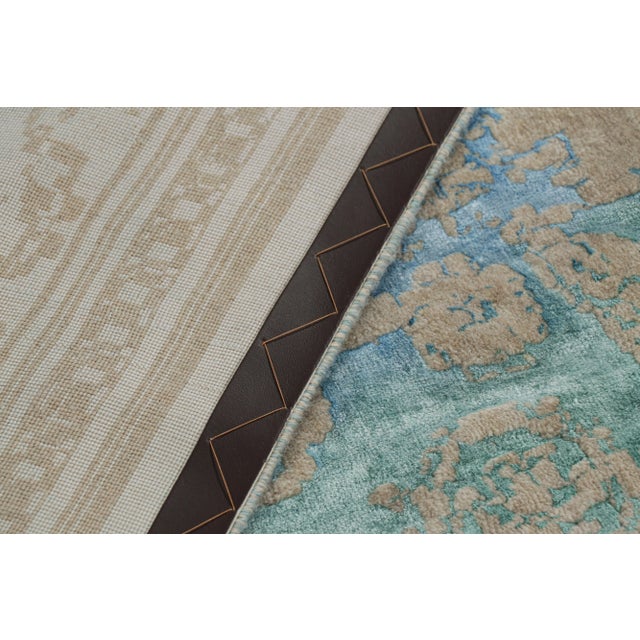 Beige Rug & Kilim’s Modern Classics Rug in Beige-Brown & Blue With Floral Patterns For Sale - Image 8 of 8
