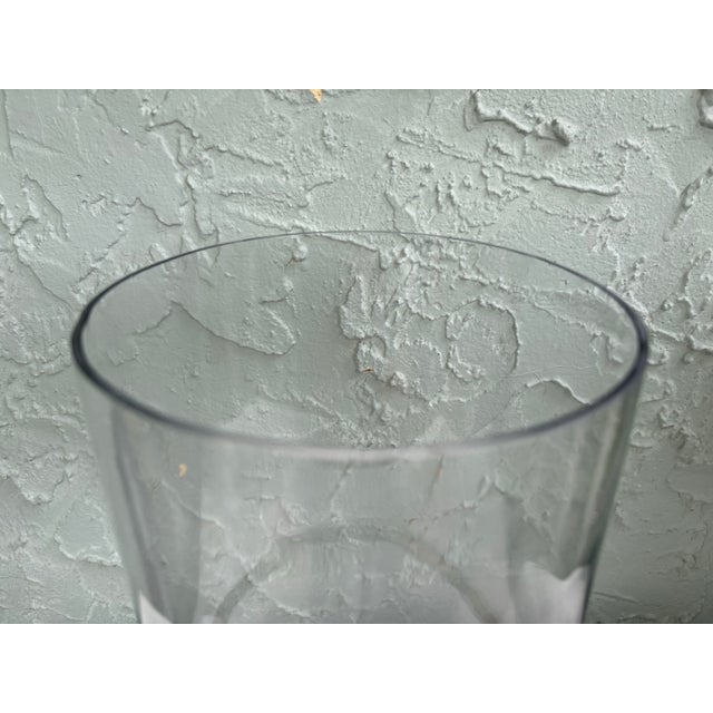 Vintage Mid-Century Clear Glass Lamp Shade With Solid Brass Rim | Large Replacement Hurricane Shade For Sale In Orlando - Image 6 of 8