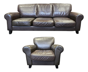 Leather Living Room Set, 1990s, Set of 2