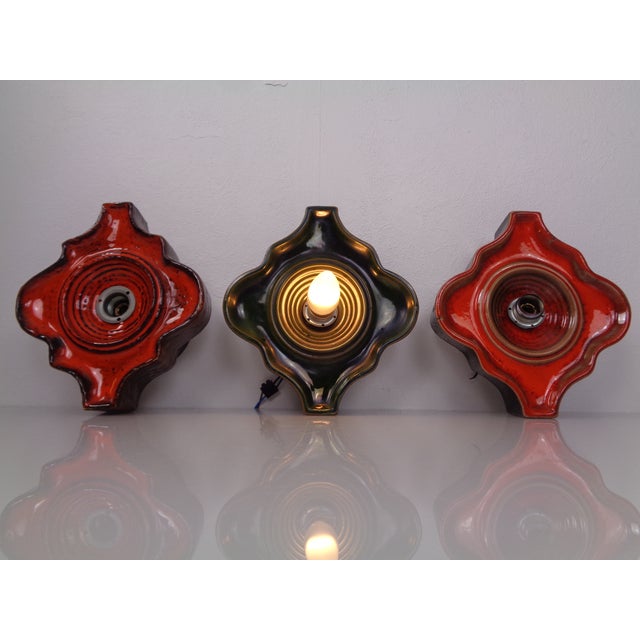 Pop Art German Ceramic Wall Lamps, 1970s, Set of 3 For Sale - Image 10 of 18