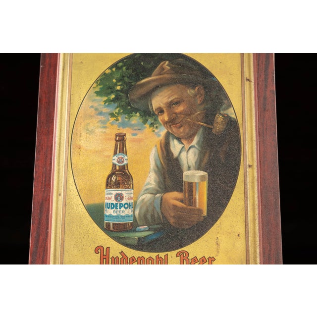 Early 20th Century Hudepohl Beer Self-Framed Tin Sign For Sale - Image 4 of 7