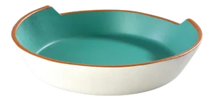 Aqua Handmade Painted Leather Bowl