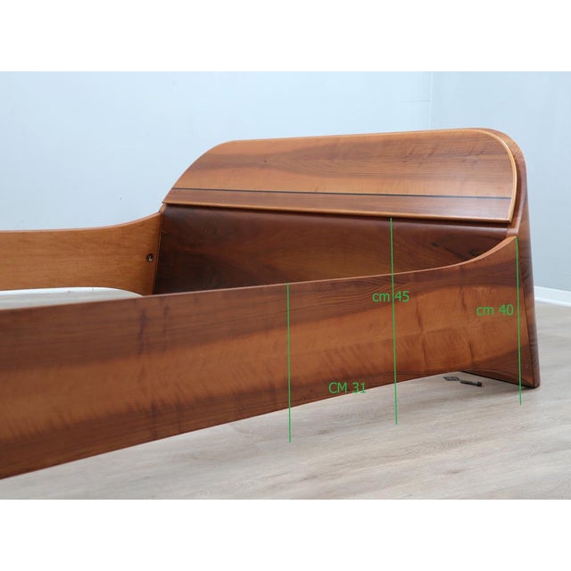 Italian Curved Walnut Bed Frame with Storage Headboard, 1970s For Sale - Image 18 of 18