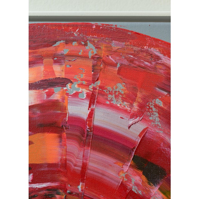 Blue and Red Circles on Gray, Set of 2, Contemporary Paintings on Canvas, Framed For Sale - Image 11 of 12