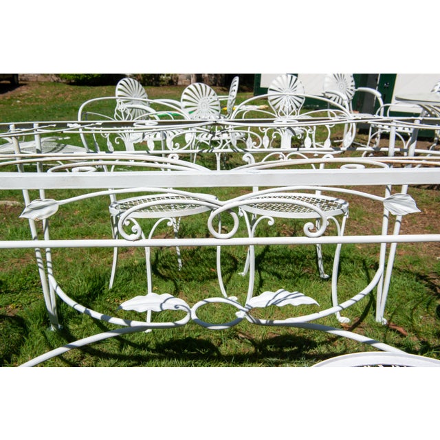 John Salterini Wrought Iron Dining Set, Oval Glass Top, 1940s, USA, 7 Pieces, Attributed For Sale - Image 4 of 13