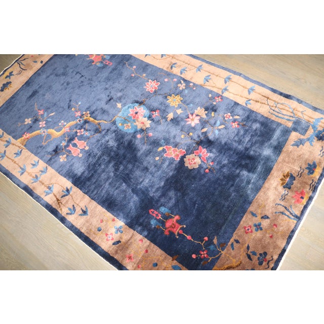 1930s Blue Antique Chinese Art Deco Rug For Sale - Image 5 of 6